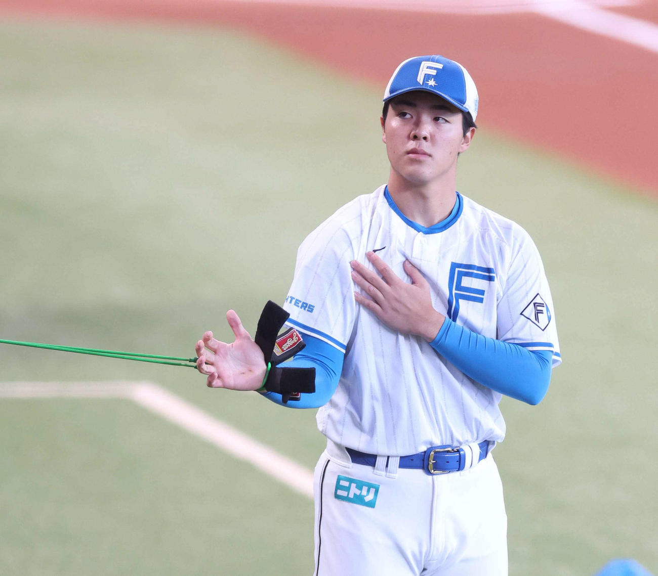 フィジカルトレーニングする日本ハム柴田獅子（2025年10月撮影）
