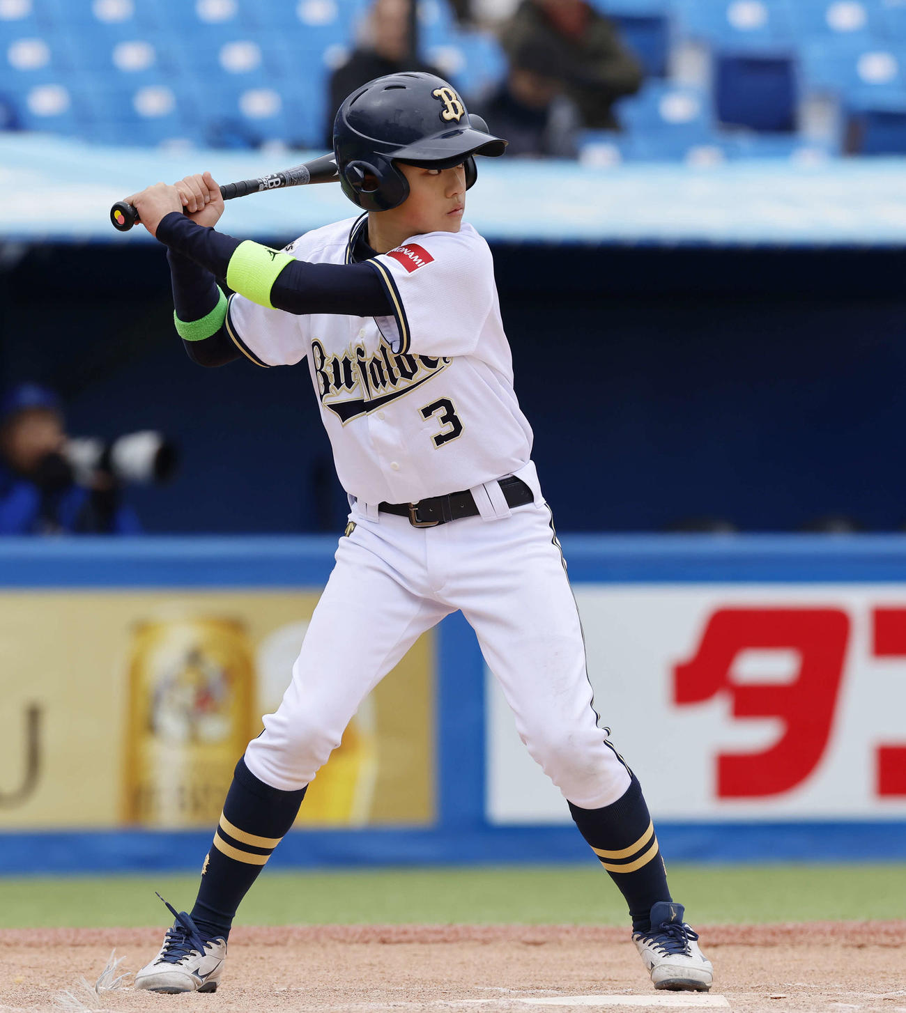 オリックスジュニア対DeNAジュニア　5回オリックスジュニア無死、羽田の打撃（撮影・山本朝陽）