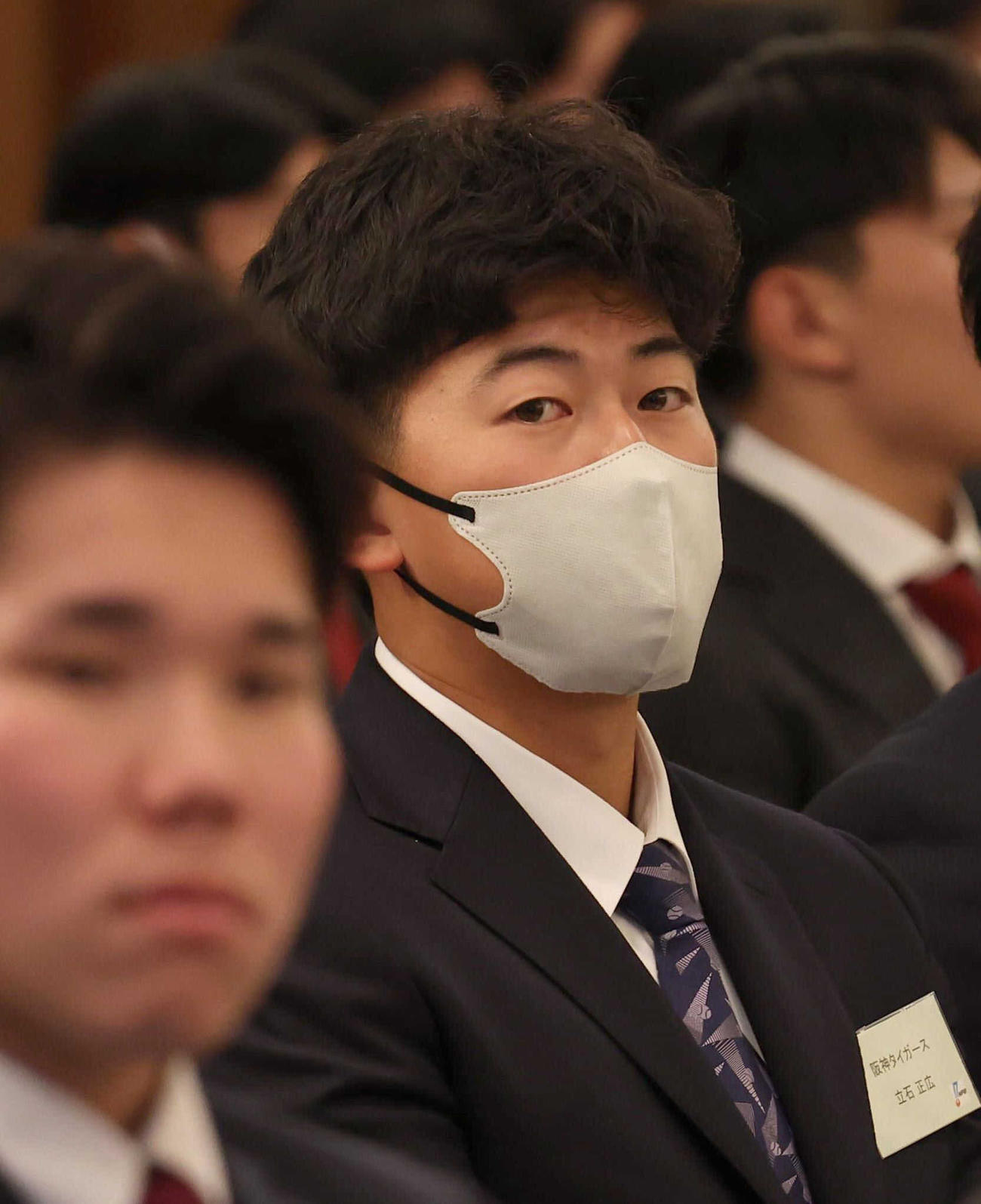 NPB新人選手研修会に臨む阪神立石（代表撮影）