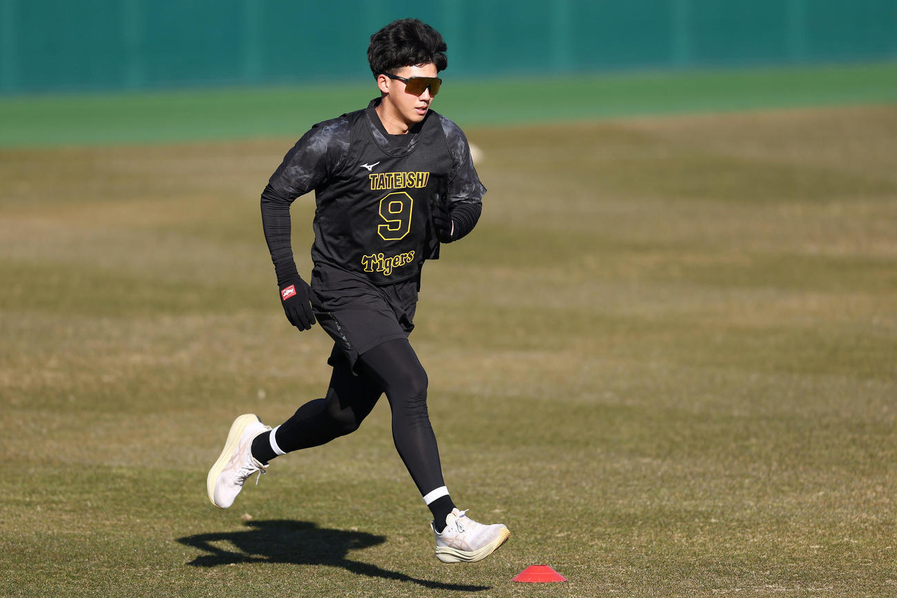 新人合同自主トレに臨む阪神立石（撮影・前田充）