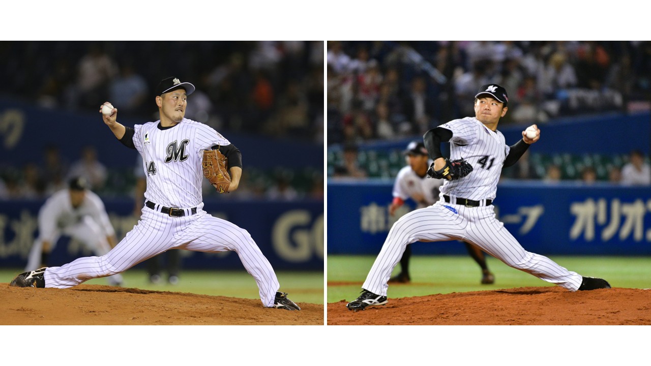 マリーンズ・ベースボールアカデミーテクニカルコーチに就任する大谷氏（左）と成田氏（球団提供）