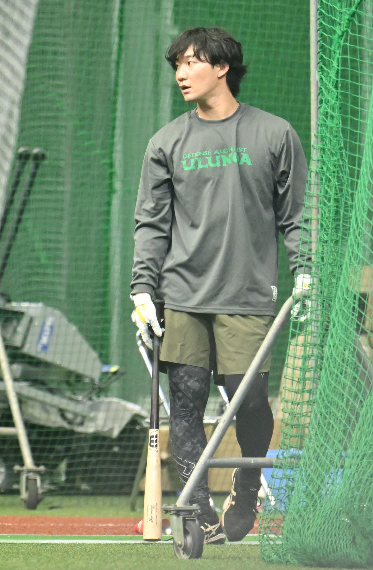 タマホームスタジアム筑後でトレーニングを行うソフトバンク正木（撮影・林敢治）