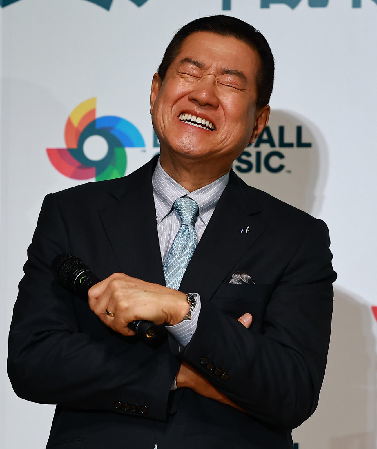 「お～いお茶×World Baseball Classic　新プロジェクト発表会」に登場した原氏（撮影・野上伸悟）