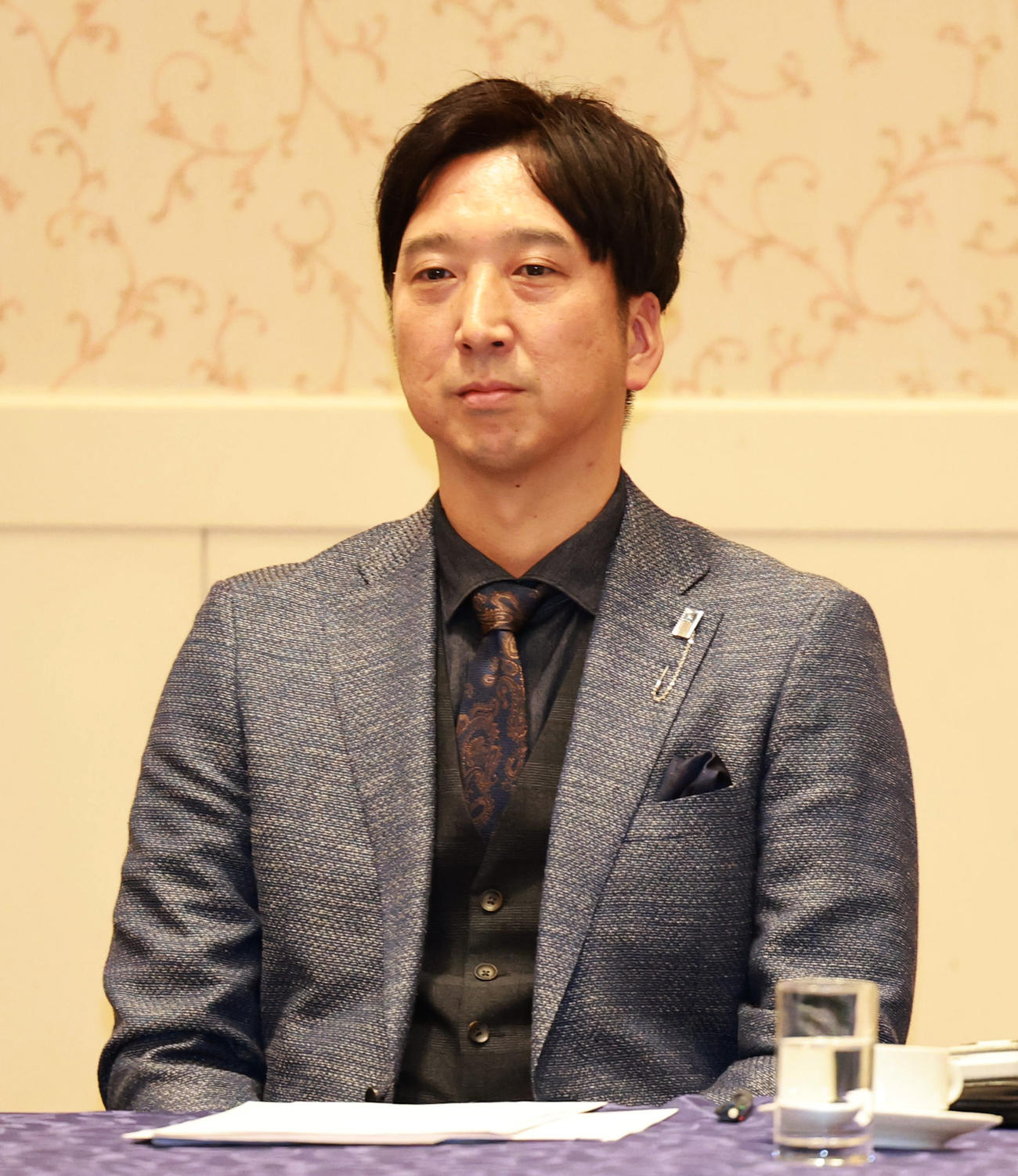 阪神スタッフ会議に出席する阪神藤川監督（撮影・上田博志）