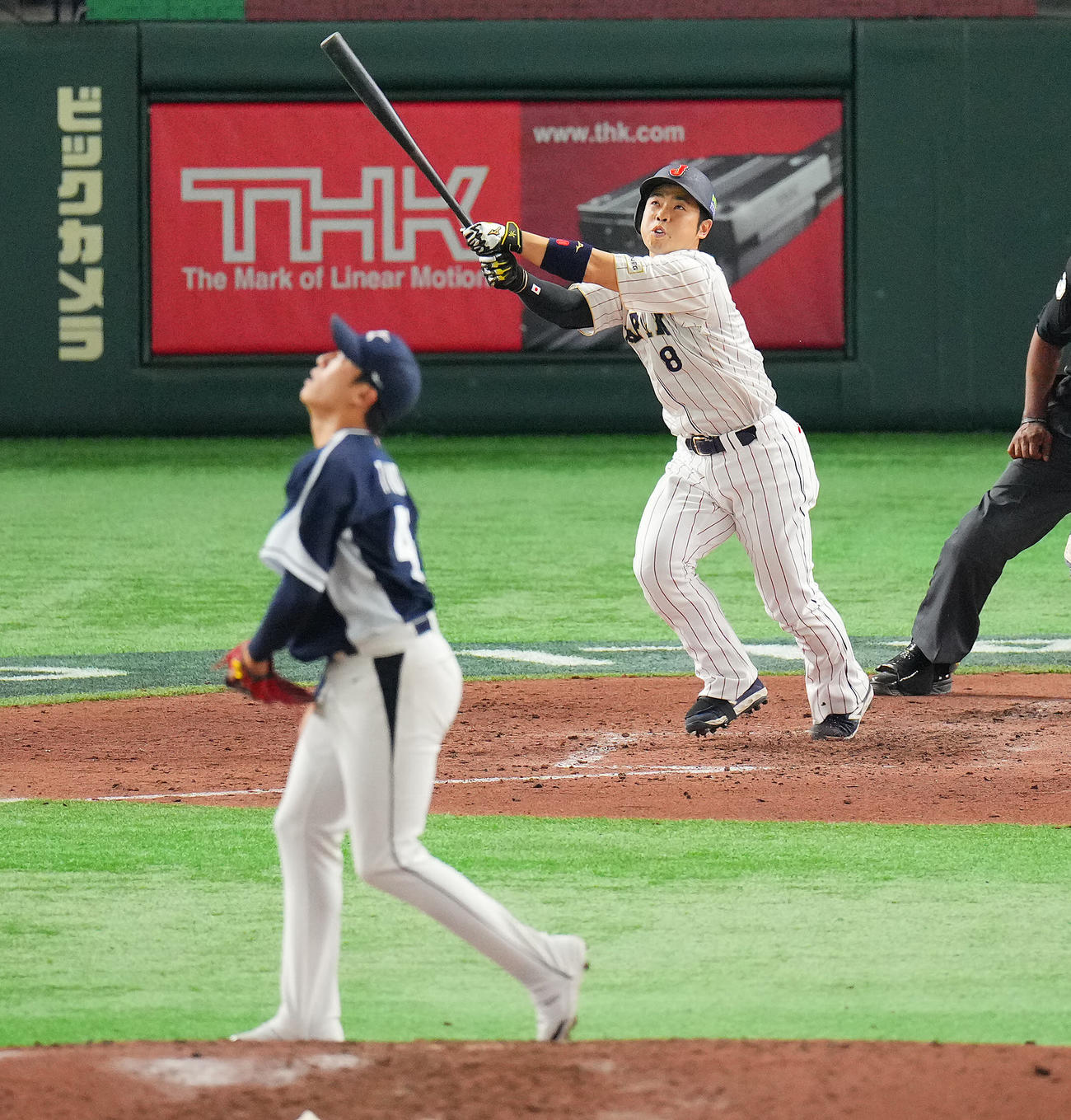 日本対韓国　5近藤健介が右越えソロ本塁打を放つ。投手元兌仁（ウォン・テイン）＝2023年3月撮影