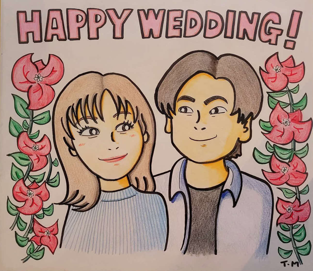 声優でDeNAファンとしても知られる森川智之氏からプレゼントされたDeNA坂本の結婚イラスト（提供写真）