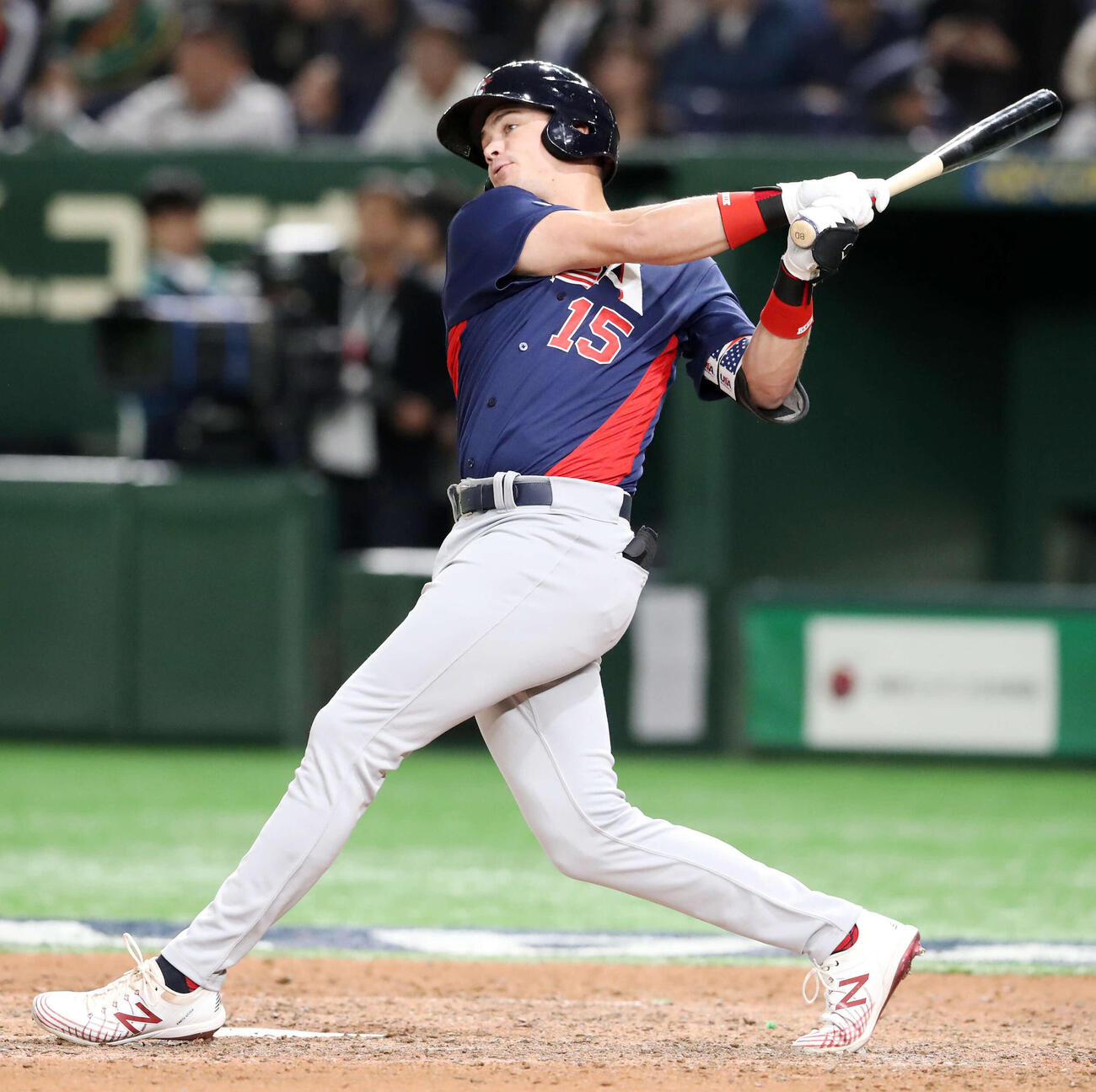 プレミア12の日本戦でプレーする米国代表ダルベック（2019年11月撮影）