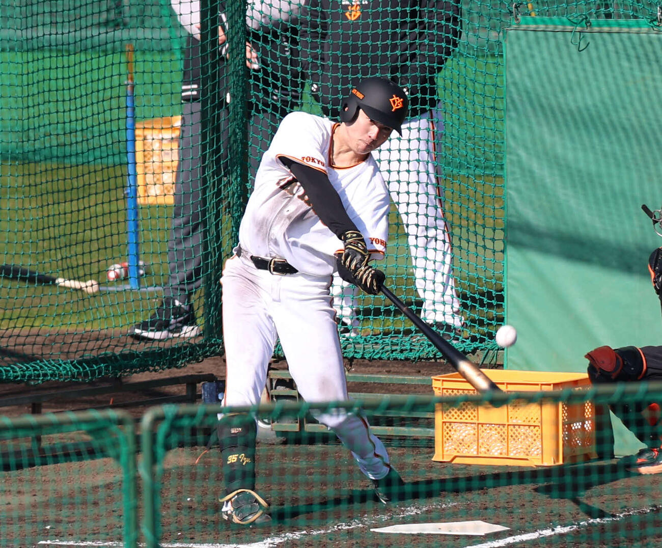 春季キャンプで打撃練習をする巨人泉口（撮影・増田悦実）