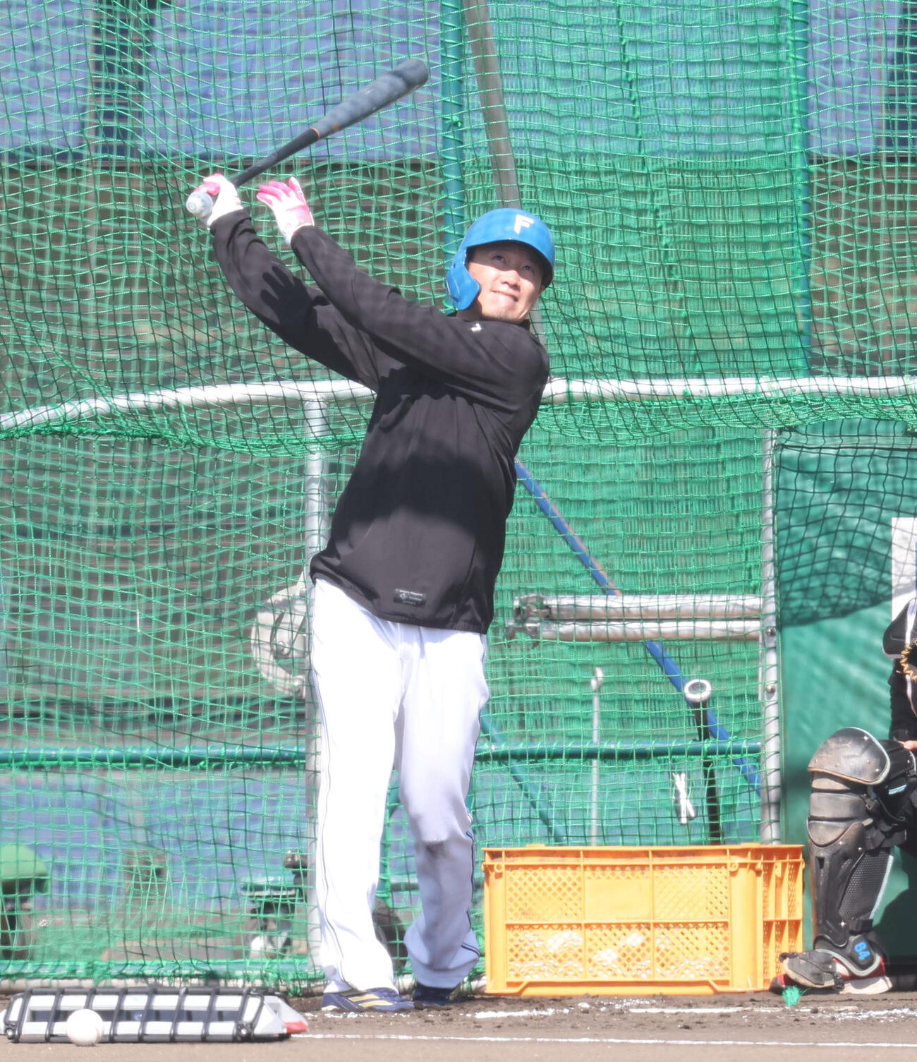 フリー打撃する日本ハム西川（撮影・黒川智章）