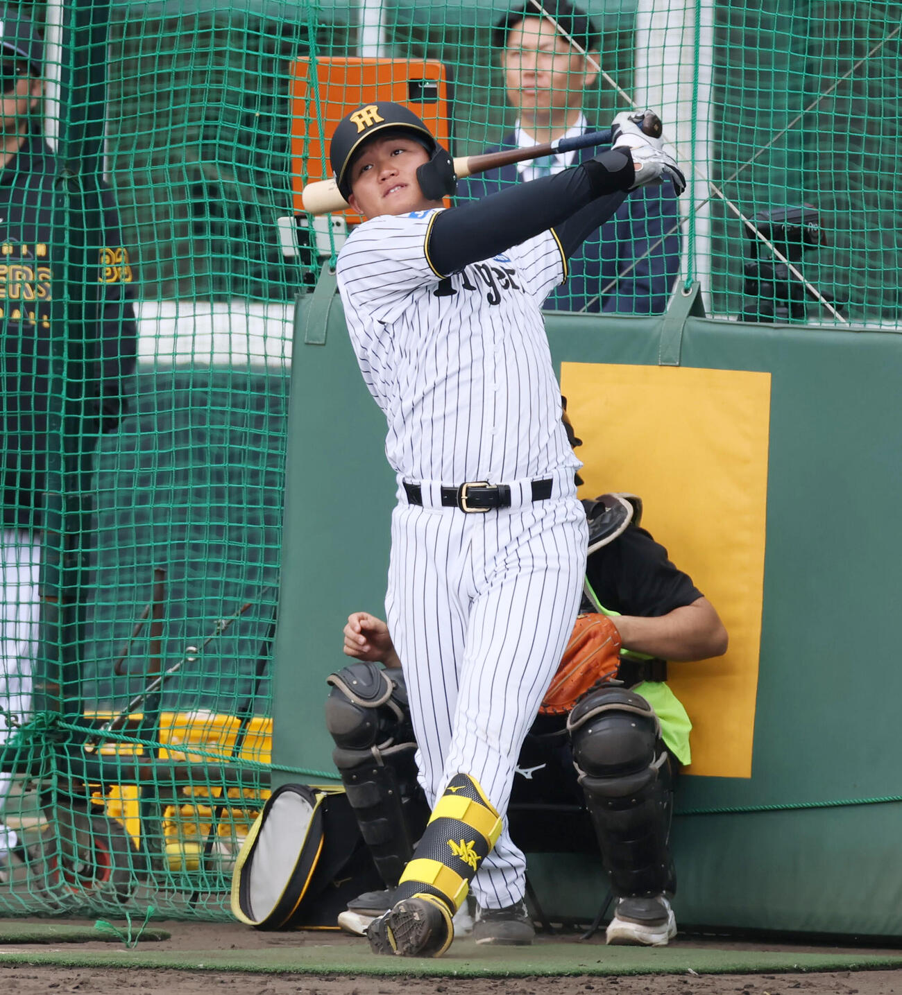 ランチ特打を行う阪神森下（撮影・加藤哉）