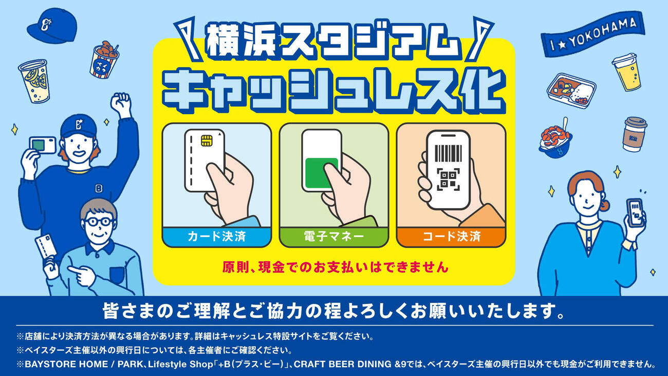 球団興行日の横浜スタジアムにおける決済を原則キャッシュレス化（球団提供）