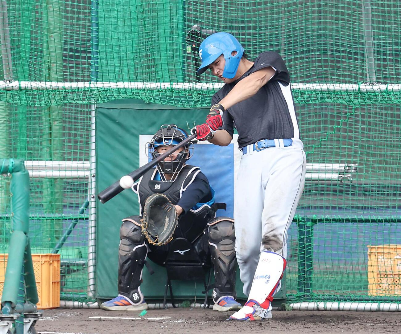 特打に汗を流す野村（撮影・黒川智章）