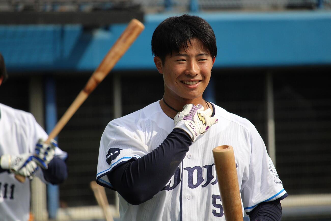 春野キャンプに参加する西武ドラフト5位横田（撮影・金子真仁）