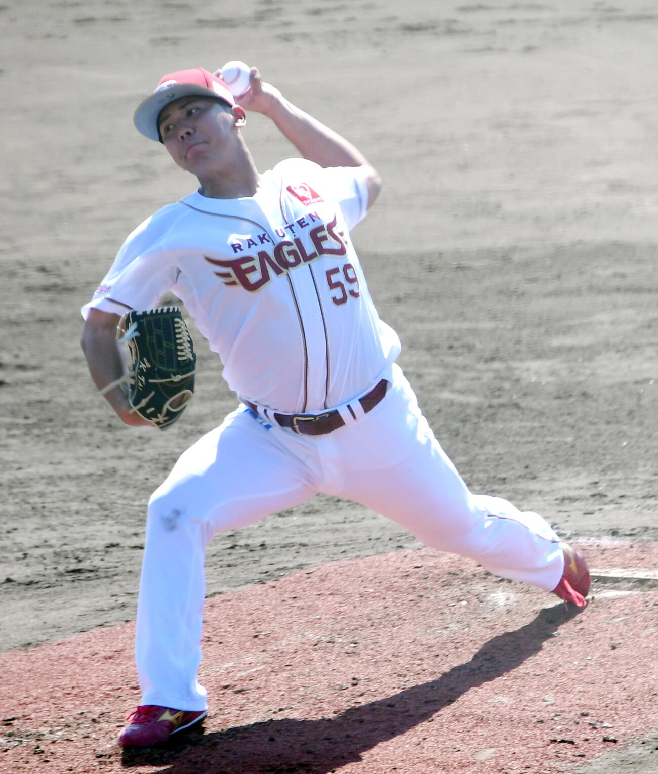 ライブBPで登板した楽天泰（撮影・山田愛斗）