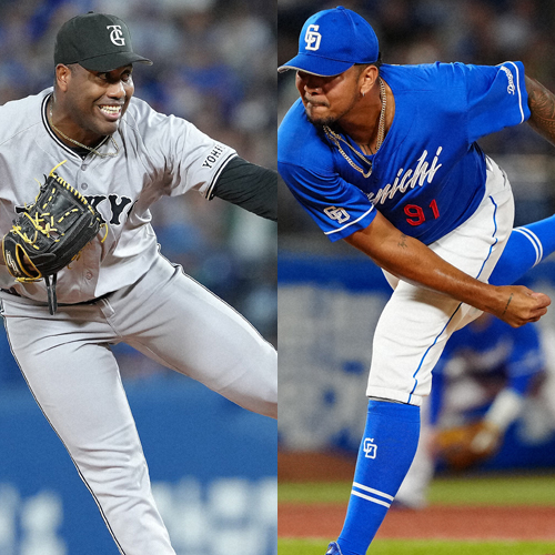 パナマ代表として登録された巨人バルドナード（左）と中日メヒア