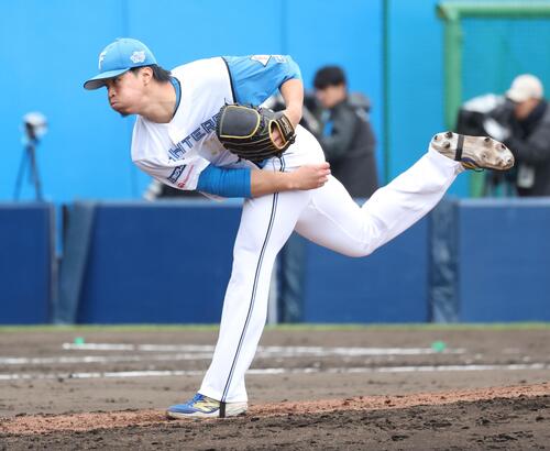 日本ハム対阪神　7回に登板の松岡（撮影・黒川智章）