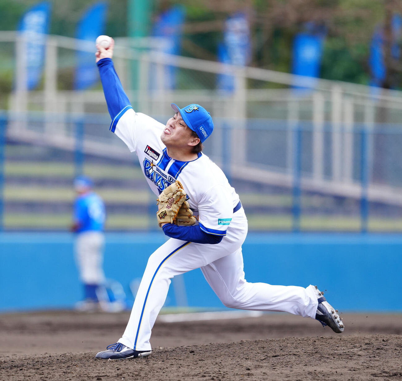 DeNA青白戦の9回表から登板した馬場（撮影・鈴木みどり）