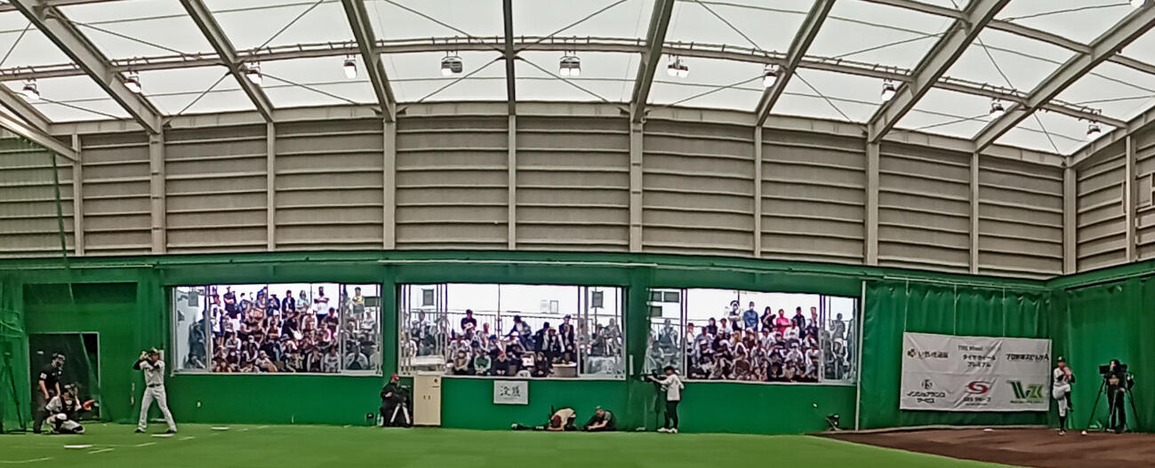 ブルペンで投球する阪神伊原の打席に立つ立石（撮影・上山淳一）