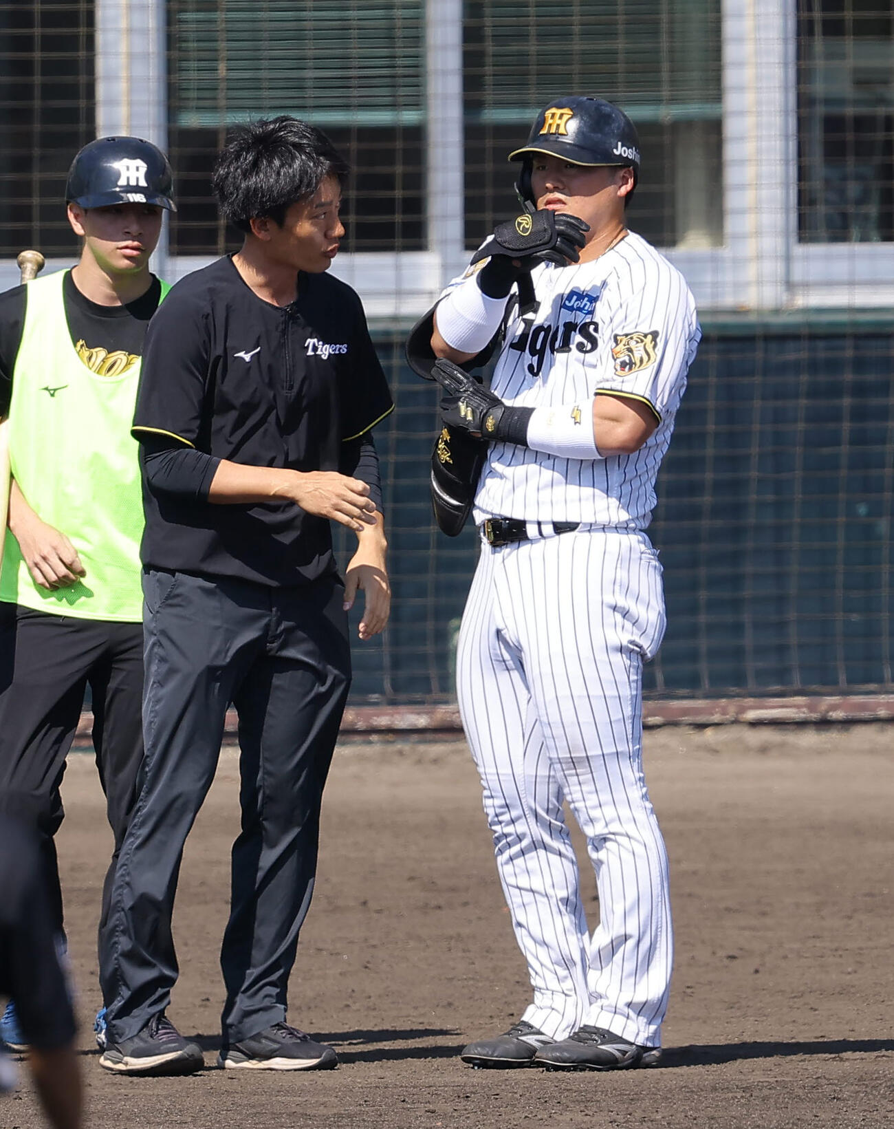 阪神対楽天　3回裏阪神無死、前川は死球を受ける（撮影・上田博志）
