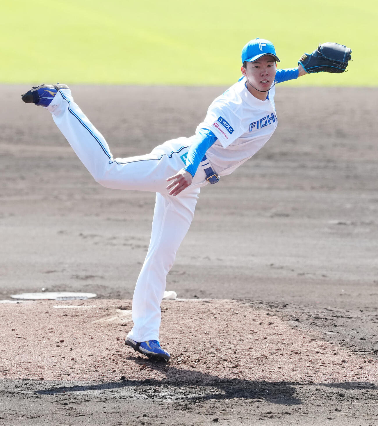 日本ハム紅白戦で登板する白組2番手の大川（撮影・江口和貴）