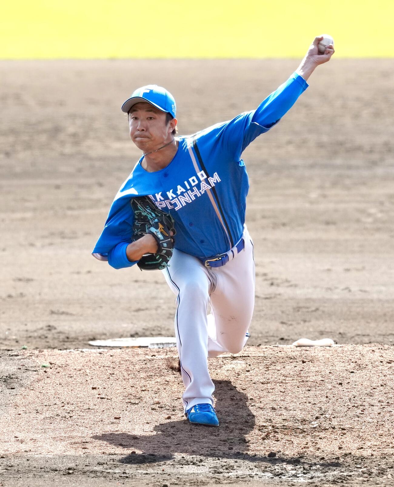 日本ハム紅白戦で登板する紅組2番手の島本（撮影・江口和貴）