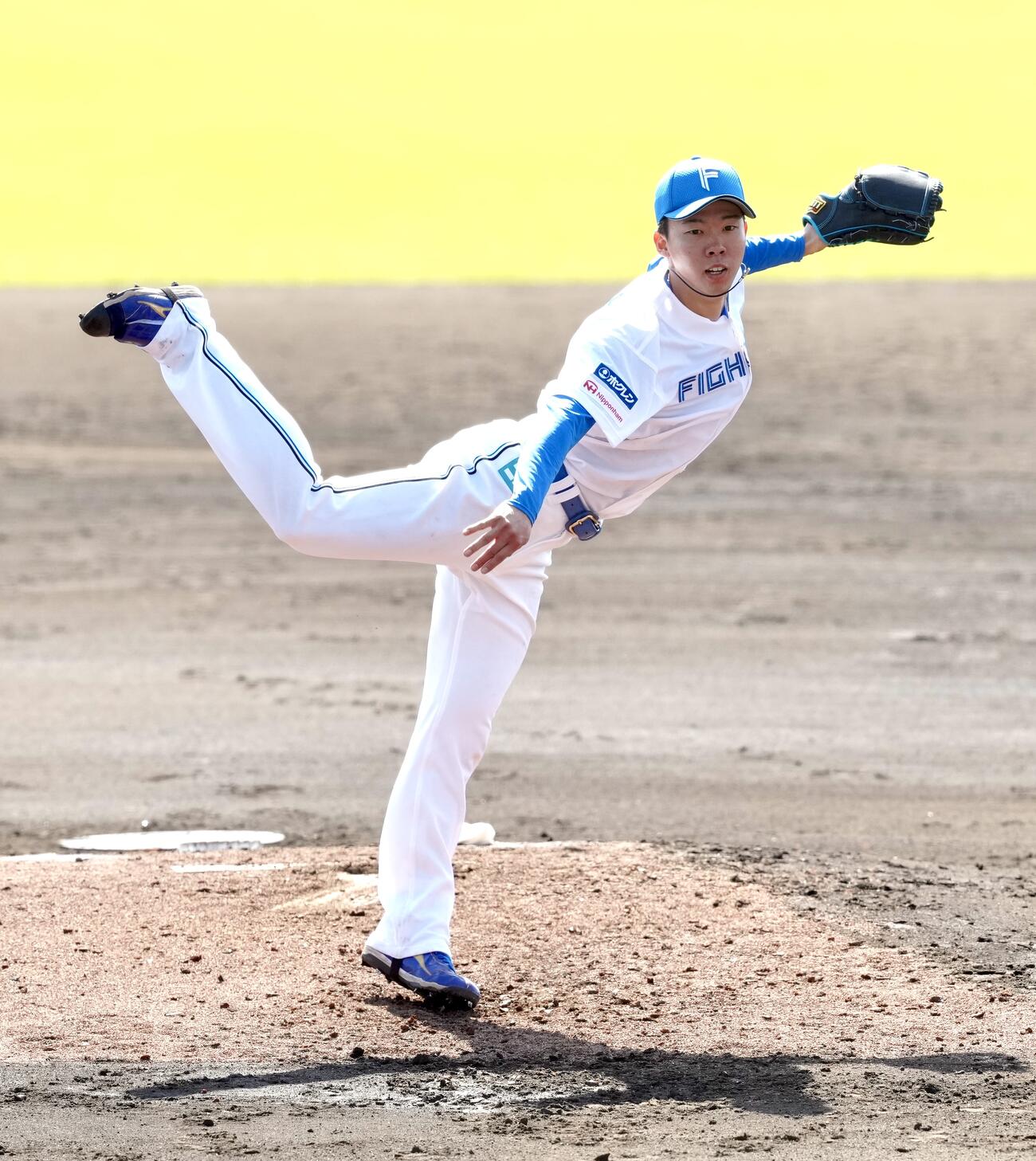 日本ハム紅白戦で登板する白組2番手の大川（撮影・江口和貴）