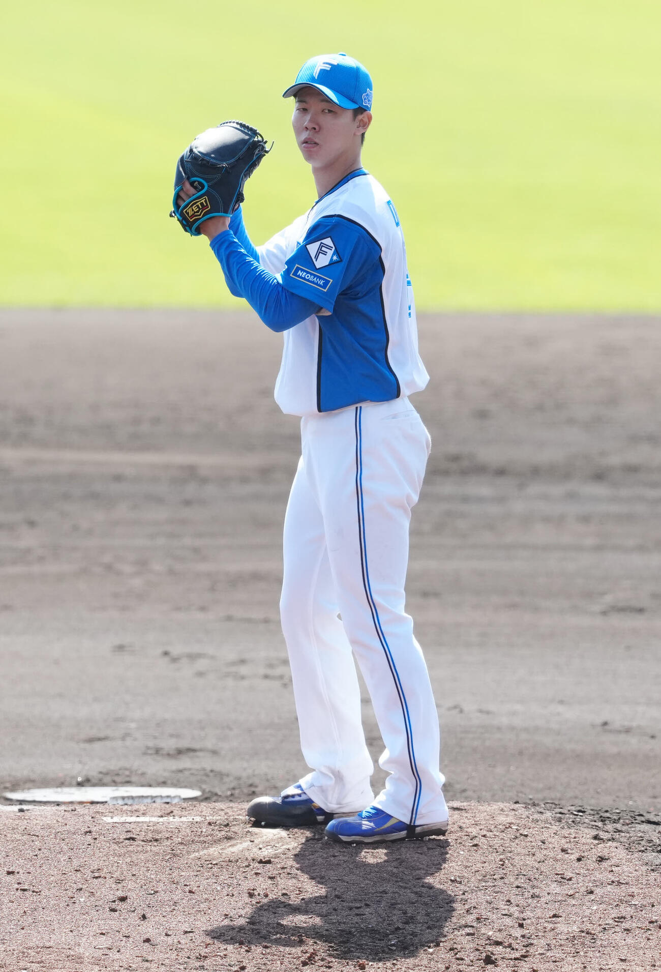 日本ハム紅白戦で登板する白組2番手の大川（撮影・江口和貴）