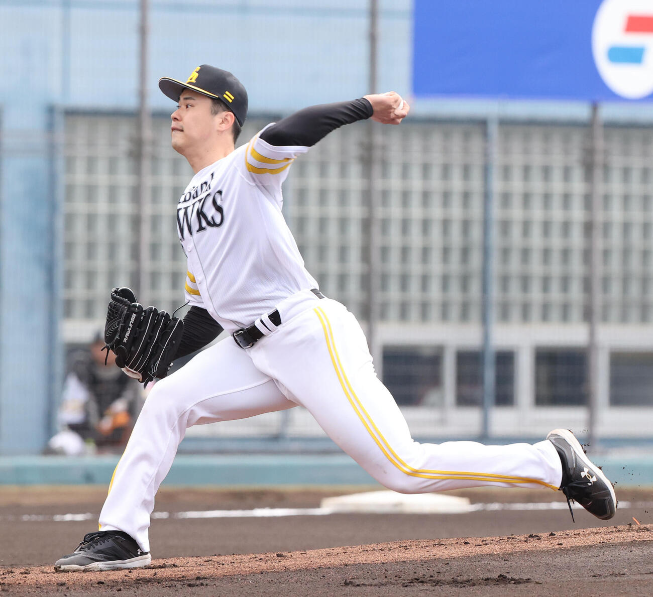 紅白戦で先発した松本晴（撮影・梅根麻紀）