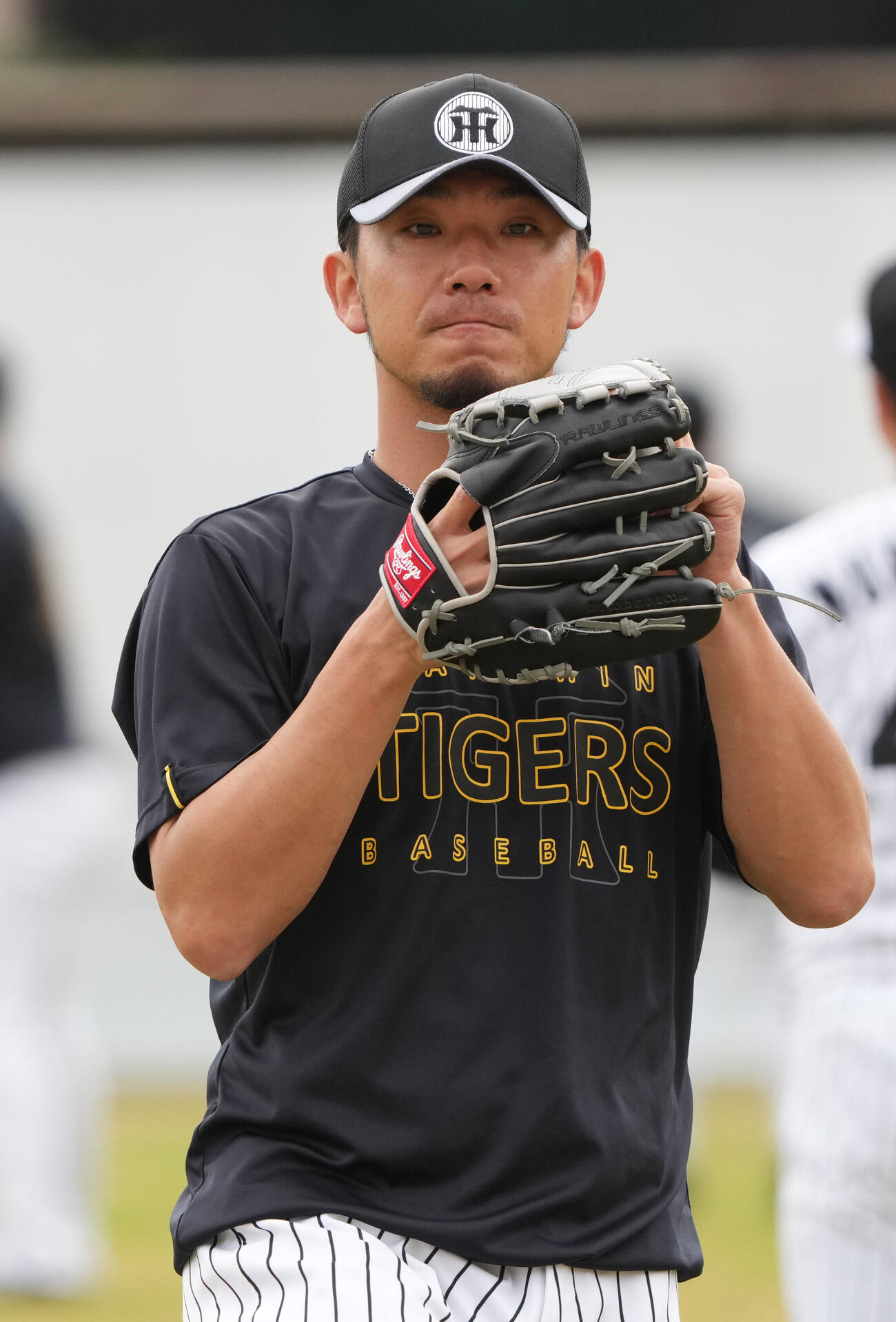キャッチボールをする伊藤将（撮影・森本幸一）