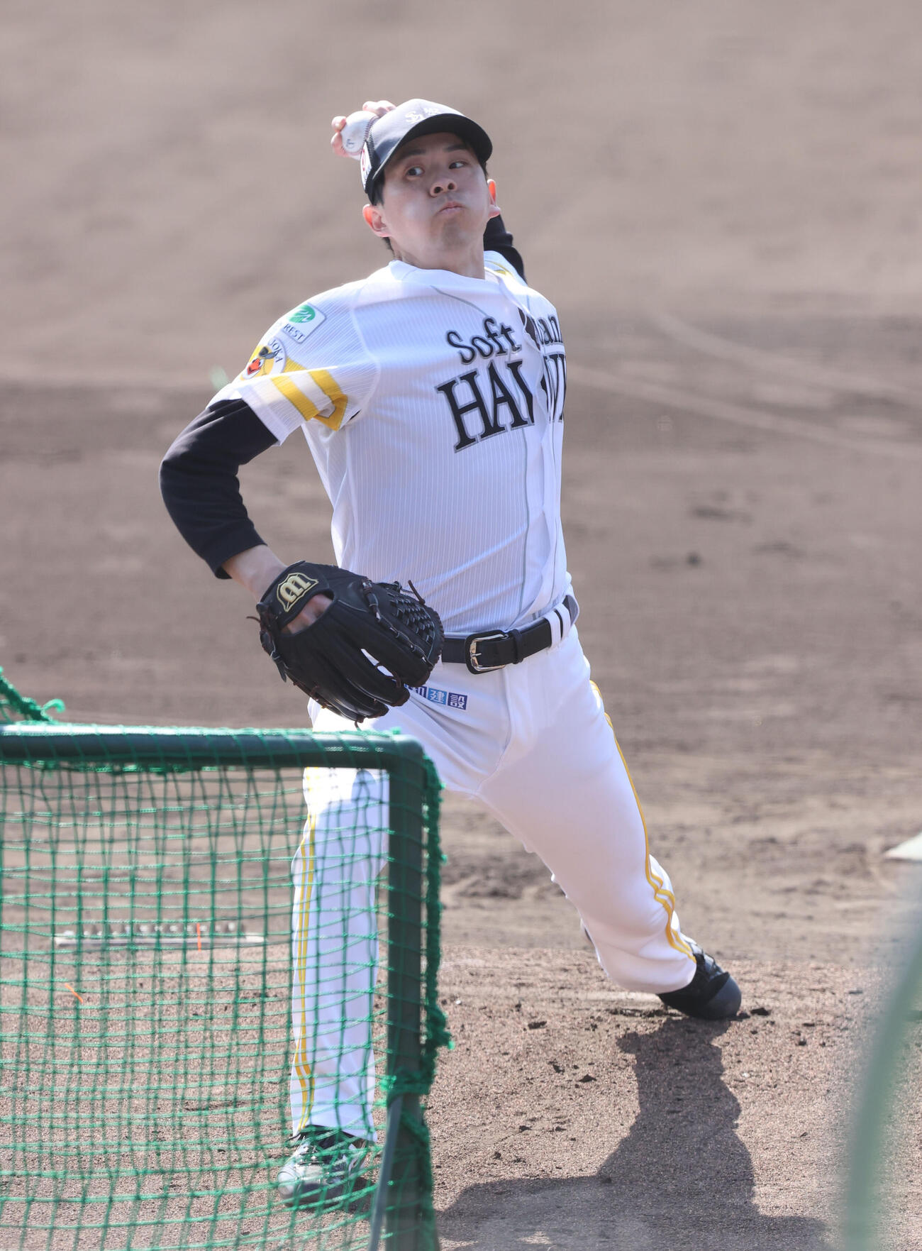 打撃投手として登板した大関（撮影・梅根麻紀）