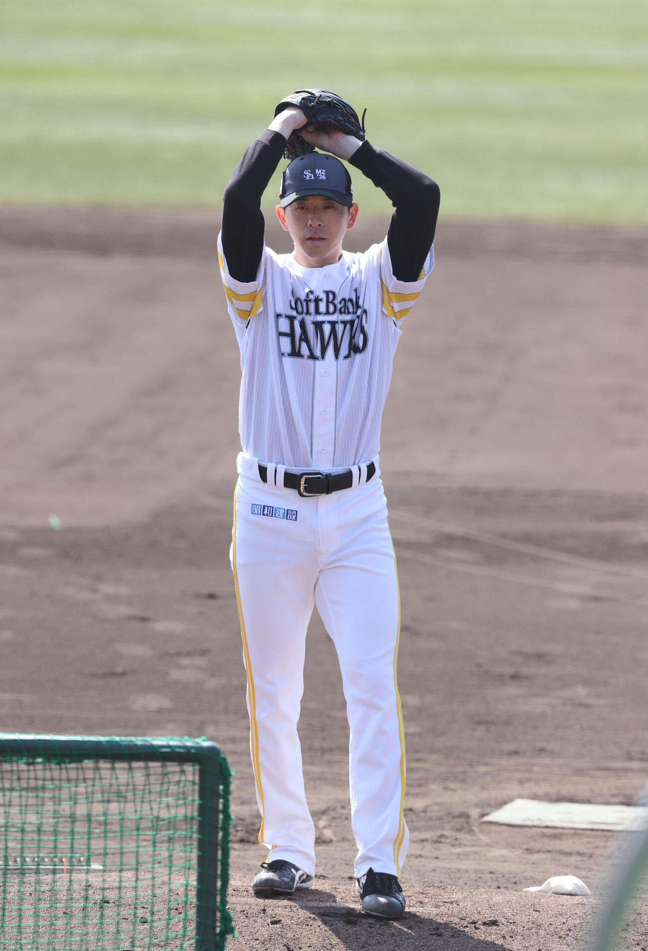 打撃投手として登板した大関（撮影・梅根麻紀）
