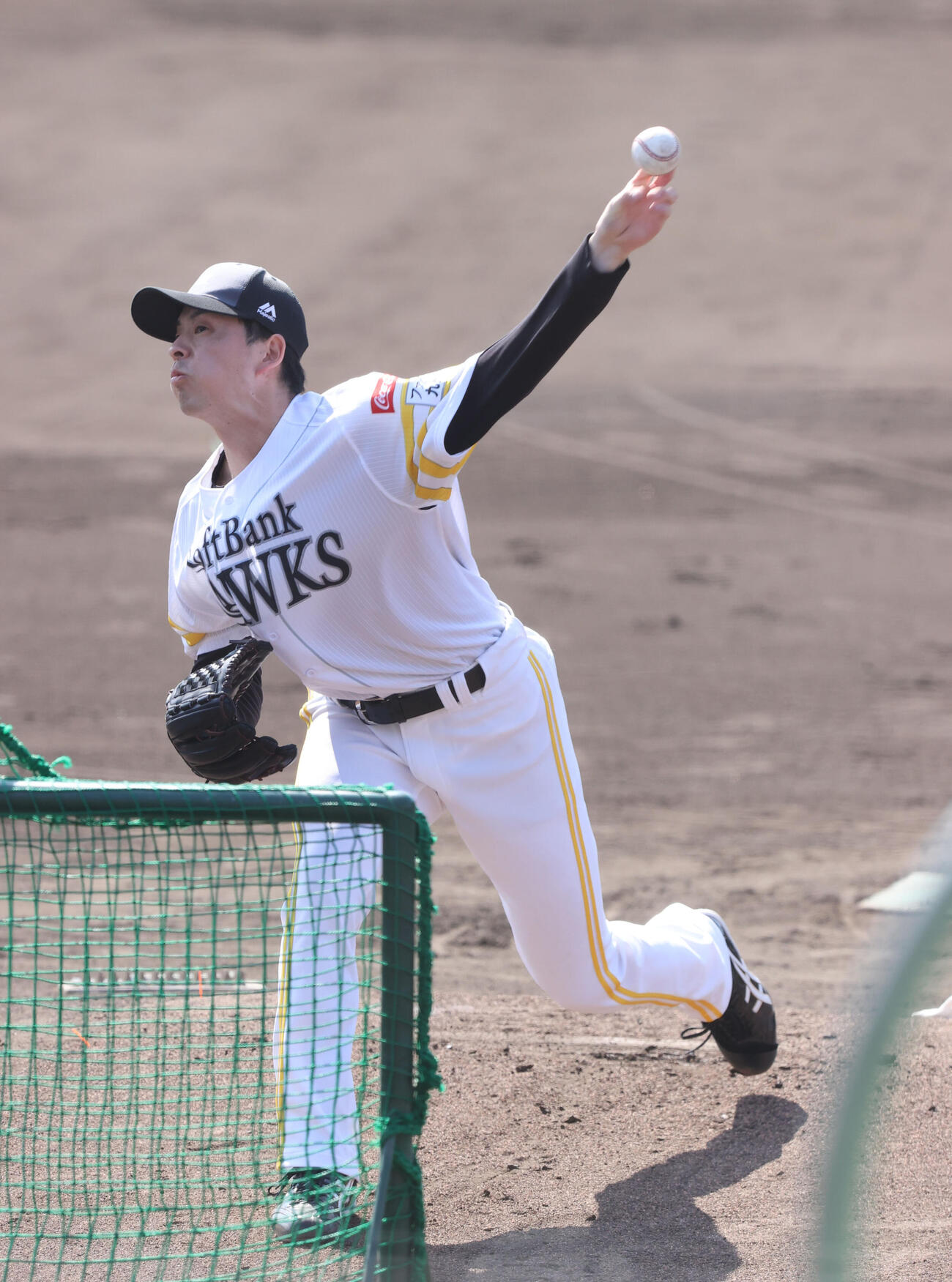 打撃投手として登板した大関（撮影・梅根麻紀）