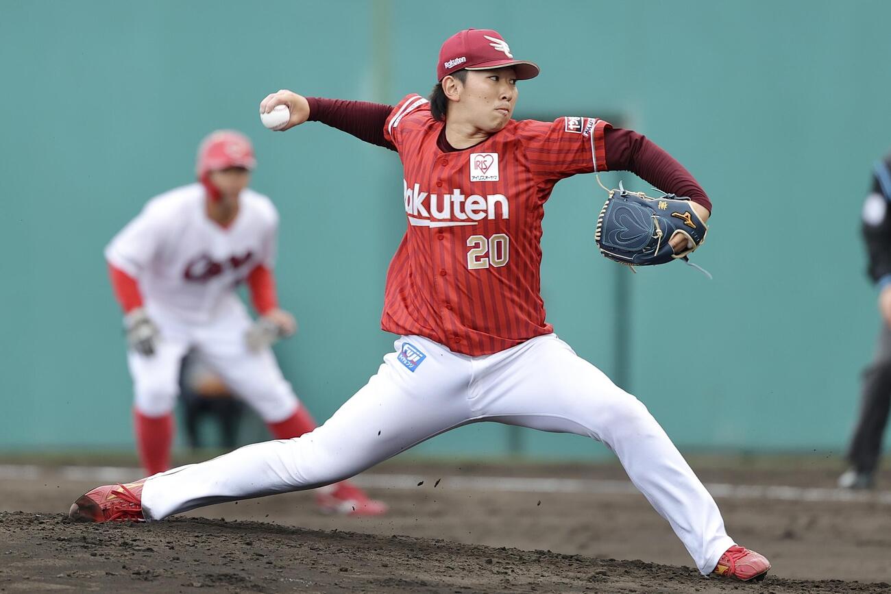 広島対楽天　5回裏、楽天3番手で登板する伊藤樹（撮影・河田真司）