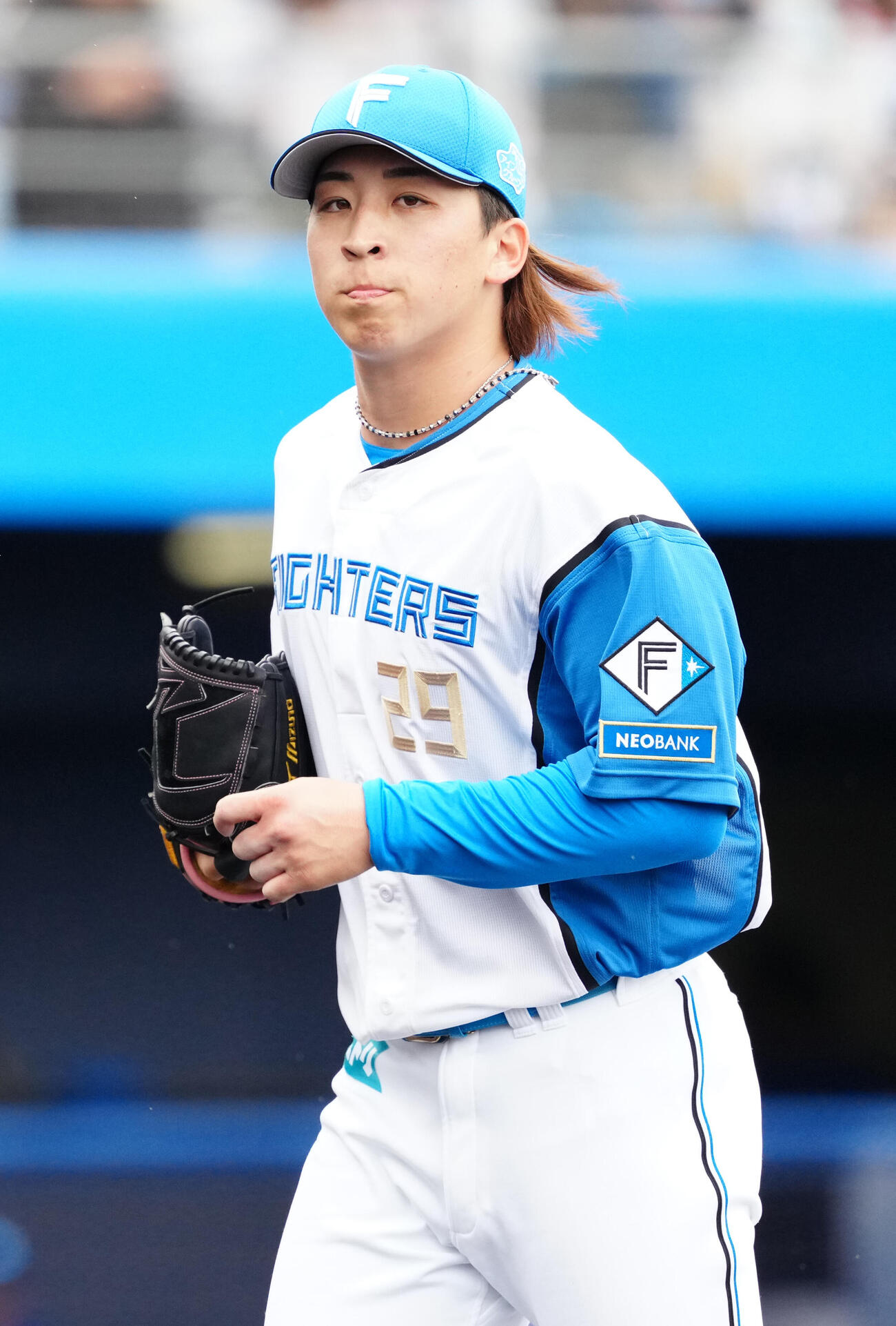 日本ハム対中日　1回表終了後、ベンチに引き揚げる日本ハム先発の細野（撮影・江口和貴）