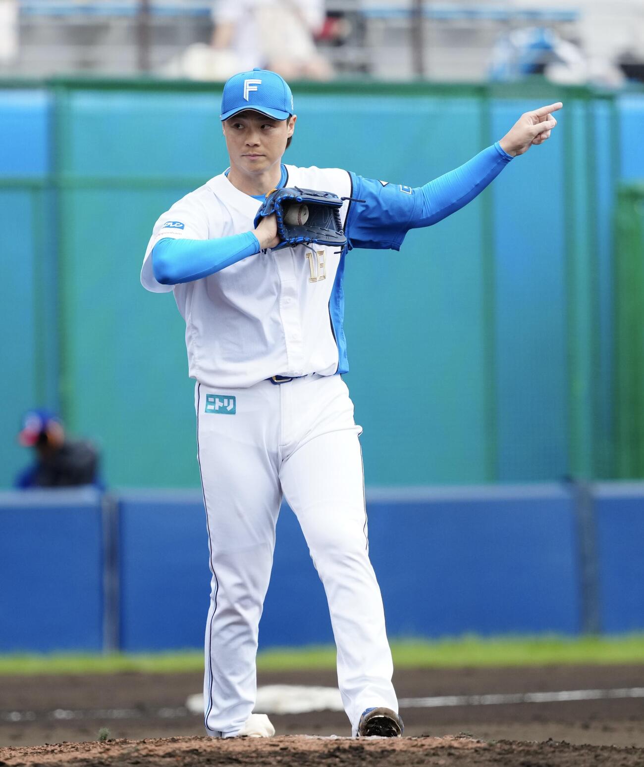 日本ハム対中日　4回表中日無死、知野から空振り三振を奪った山崎（撮影・江口和貴）