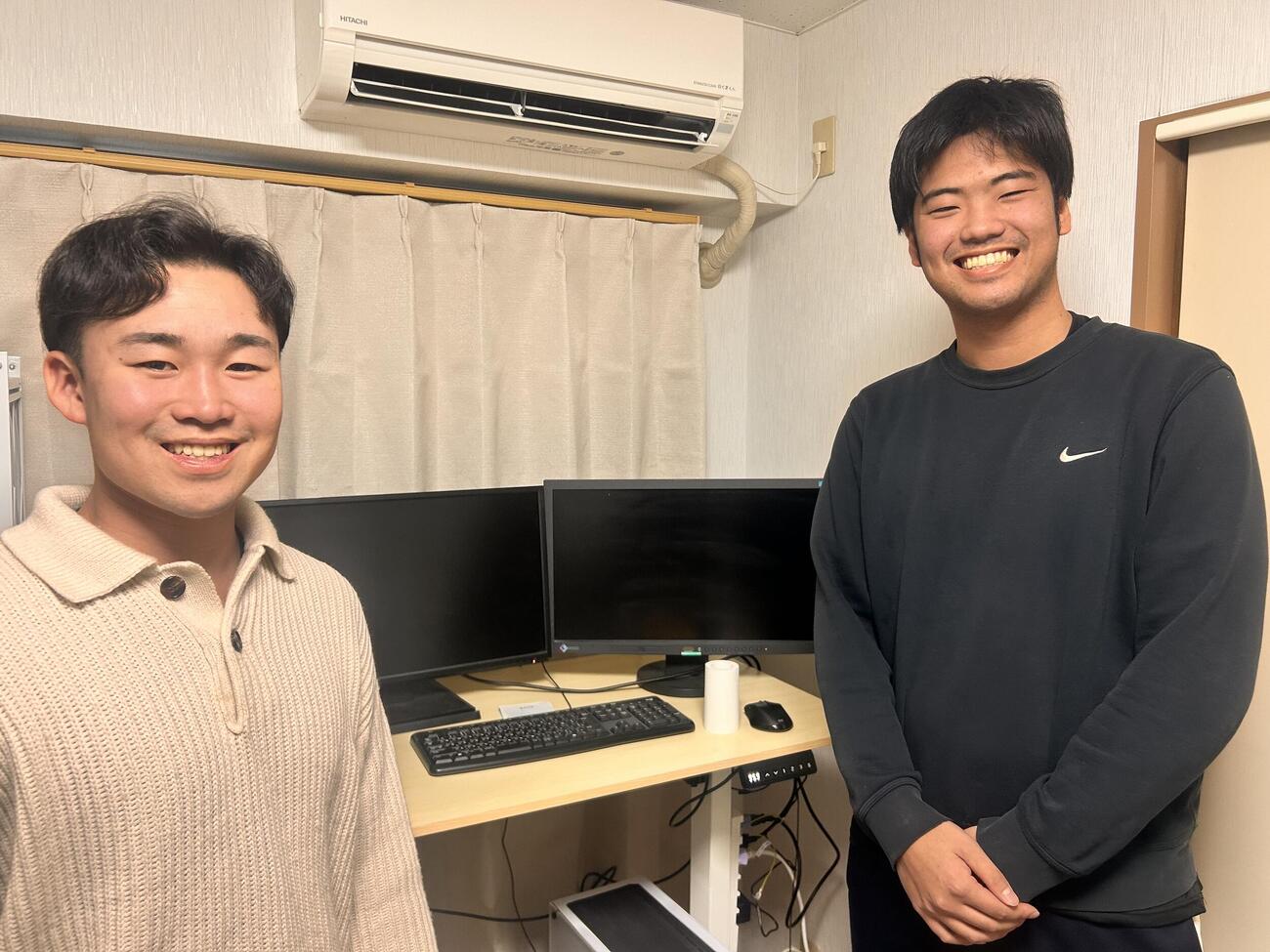 「psytech．life」を起業した早大・堀越（右）は東大・大原らの力を借りて事業拡大を目指している