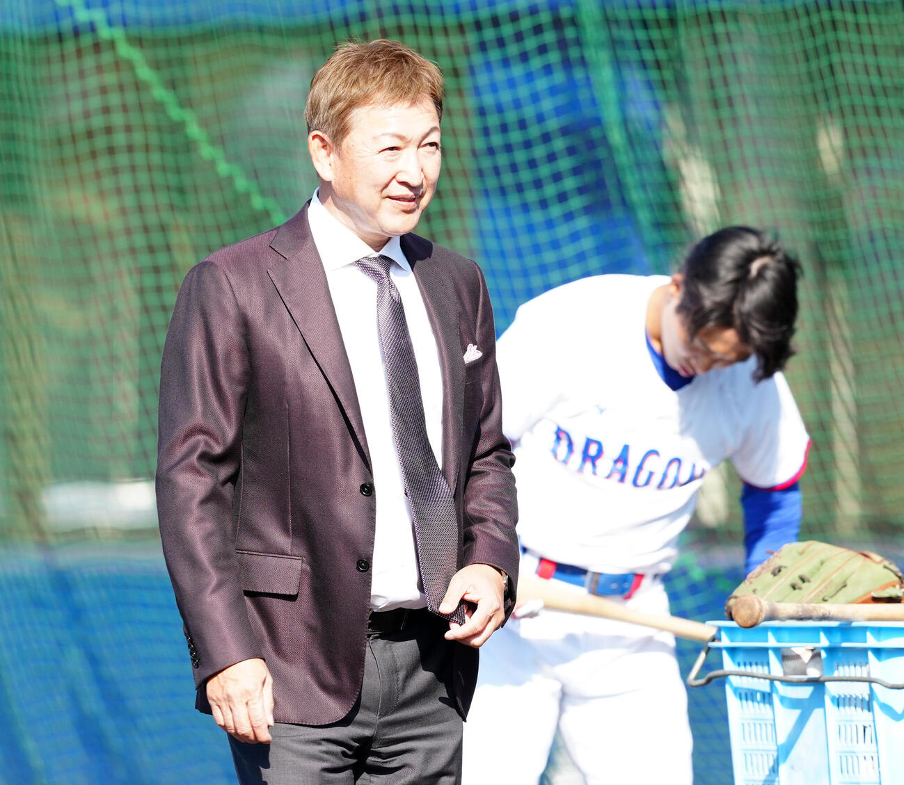 練習試合、中日－日本ハム戦に訪れた立浪氏（撮影・江口和貴）