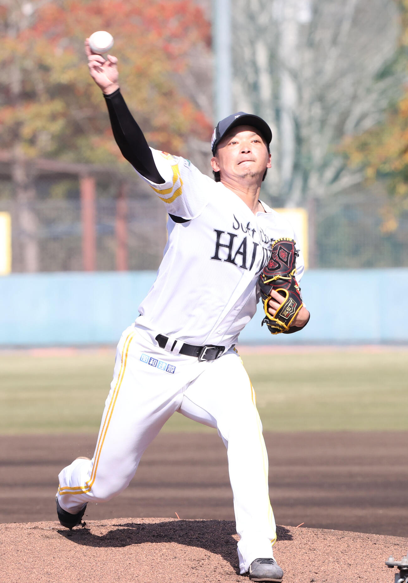 ライブBPに登板した東浜（撮影・梅根麻紀）