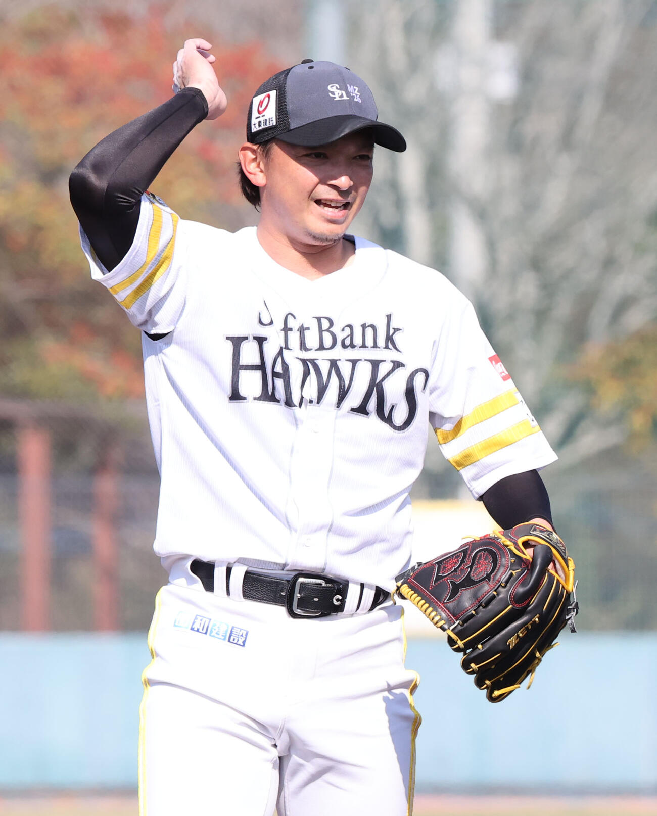 ライブBPに登板した東浜（撮影・梅根麻紀）