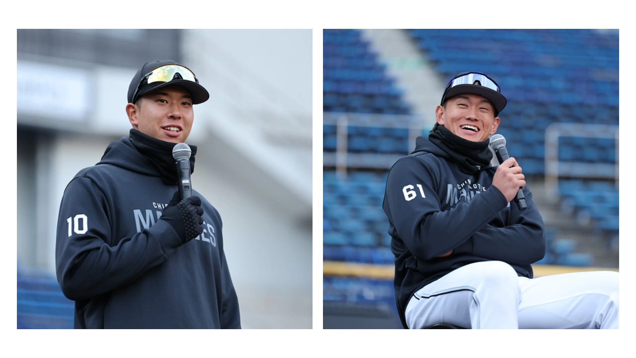 上田（左）と山本の昨年のトークショーの様子（球団提供）