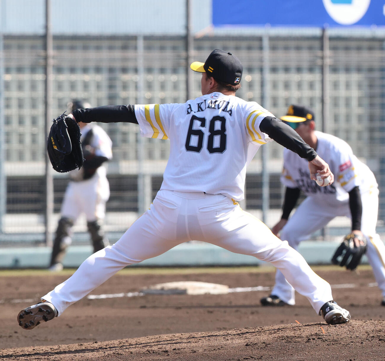 紅白戦に登板したソフトバンク木村光（撮影・梅根麻紀）
