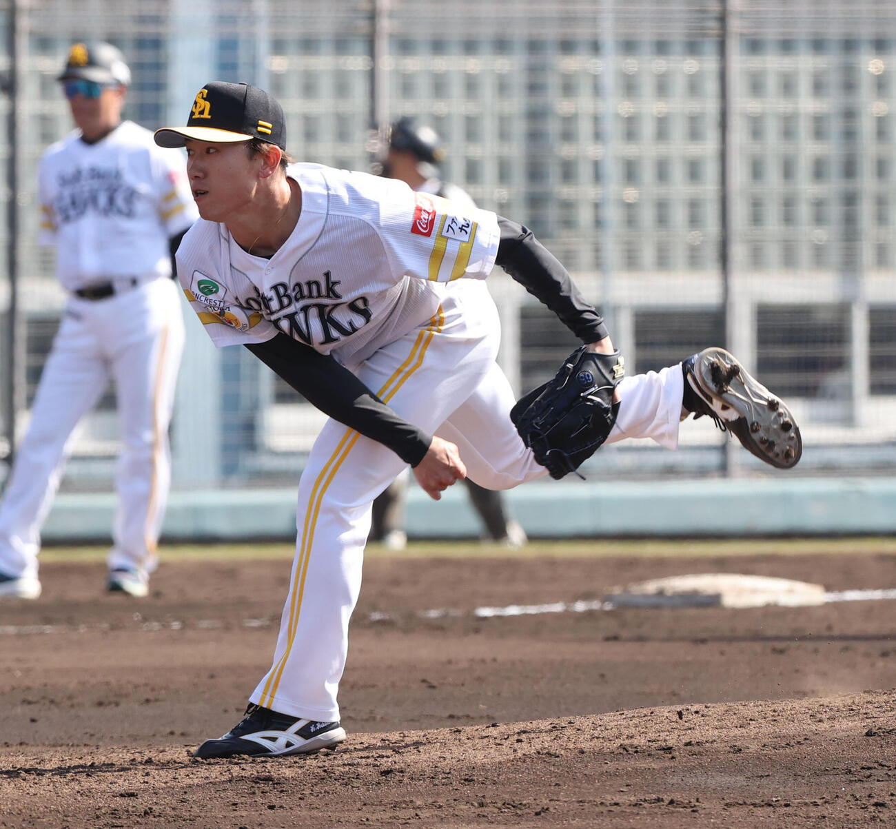 紅白戦に登板したソフトバンク木村光（撮影・梅根麻紀）