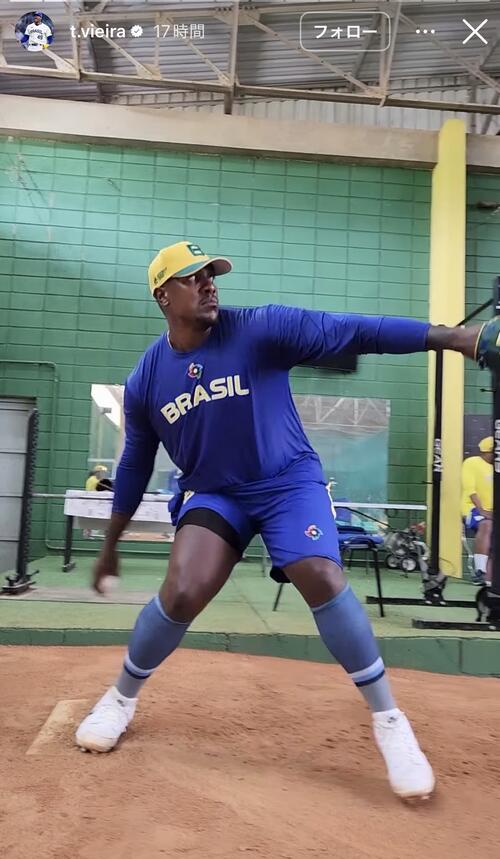 NPB歴代最高球速男・元巨人ビエイラがWBCブラジル代表で調整 阪神通訳