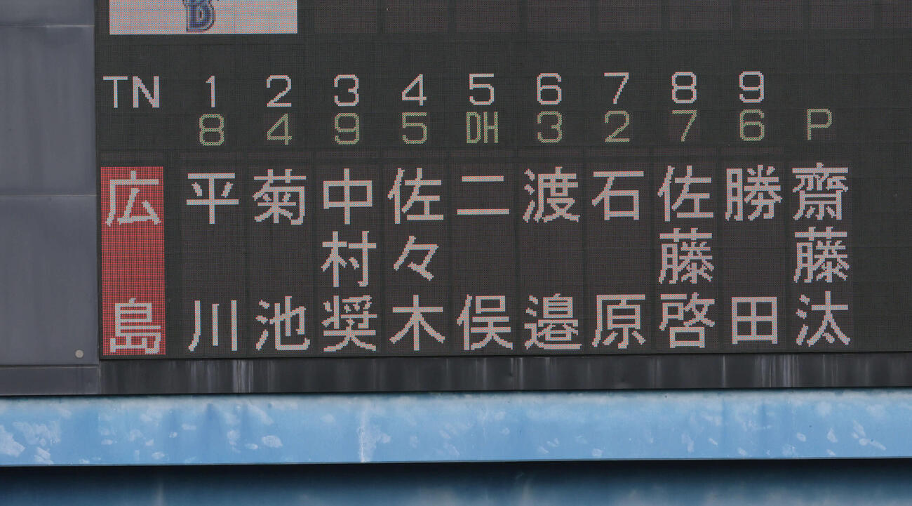 DeNA対広島　広島スタメン　（撮影・加藤孝規）