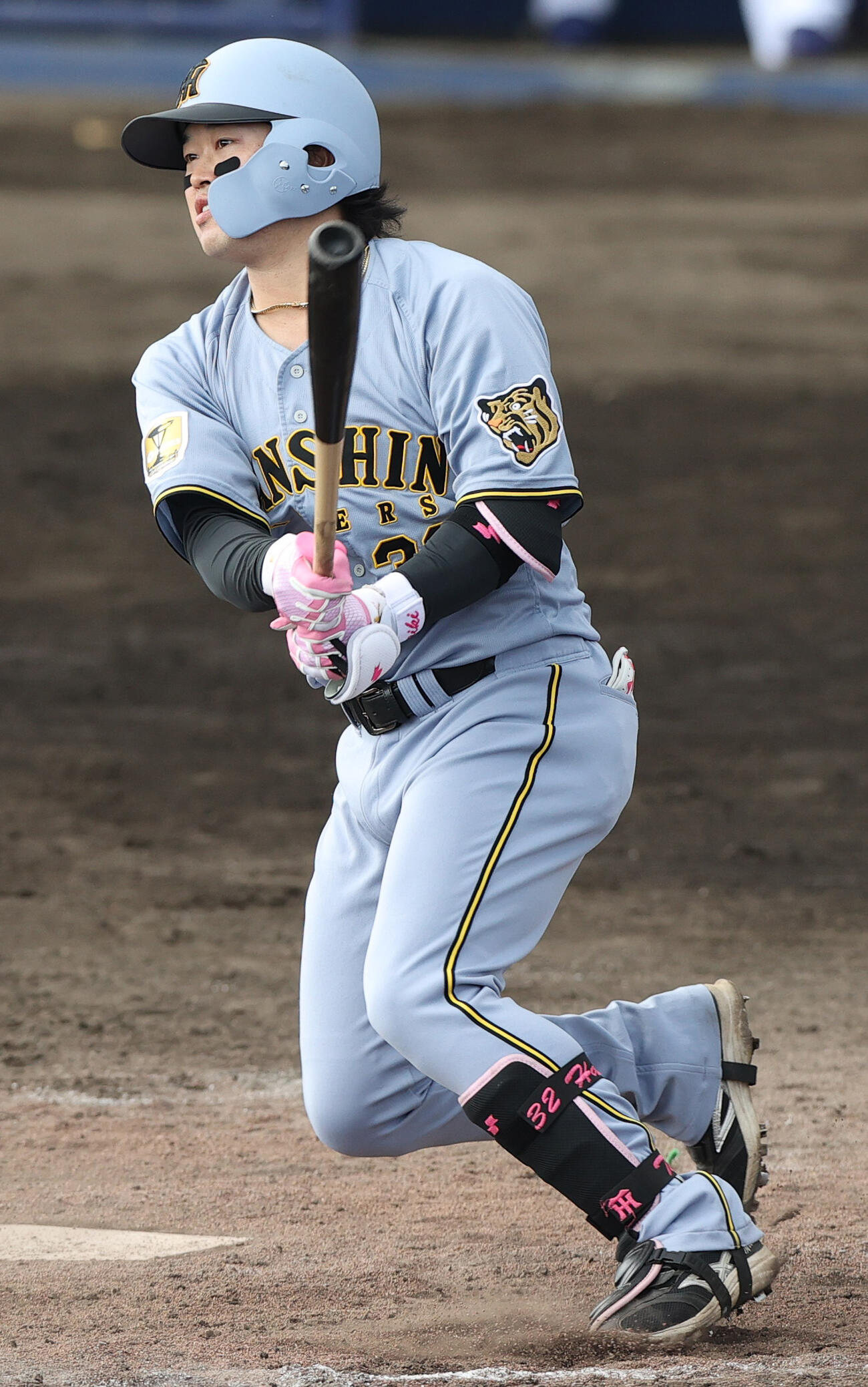 オープン戦　中日対阪神　6回表阪神1死一塁、浜田は左前打を放つ（撮影・上山淳一）
