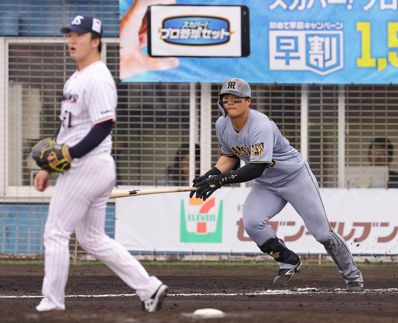 ヤクルト対阪神　7回表阪神1死、前川は右前打を放つ（撮影・上田博志）