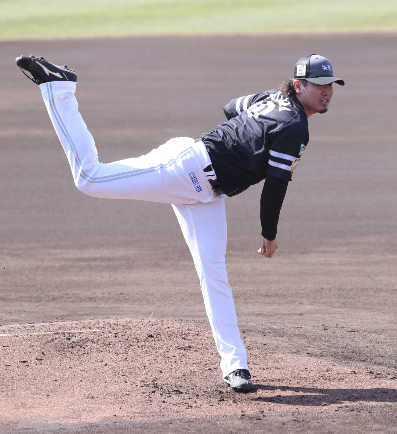 ライブBPに登板した杉山（撮影・梅根麻紀）