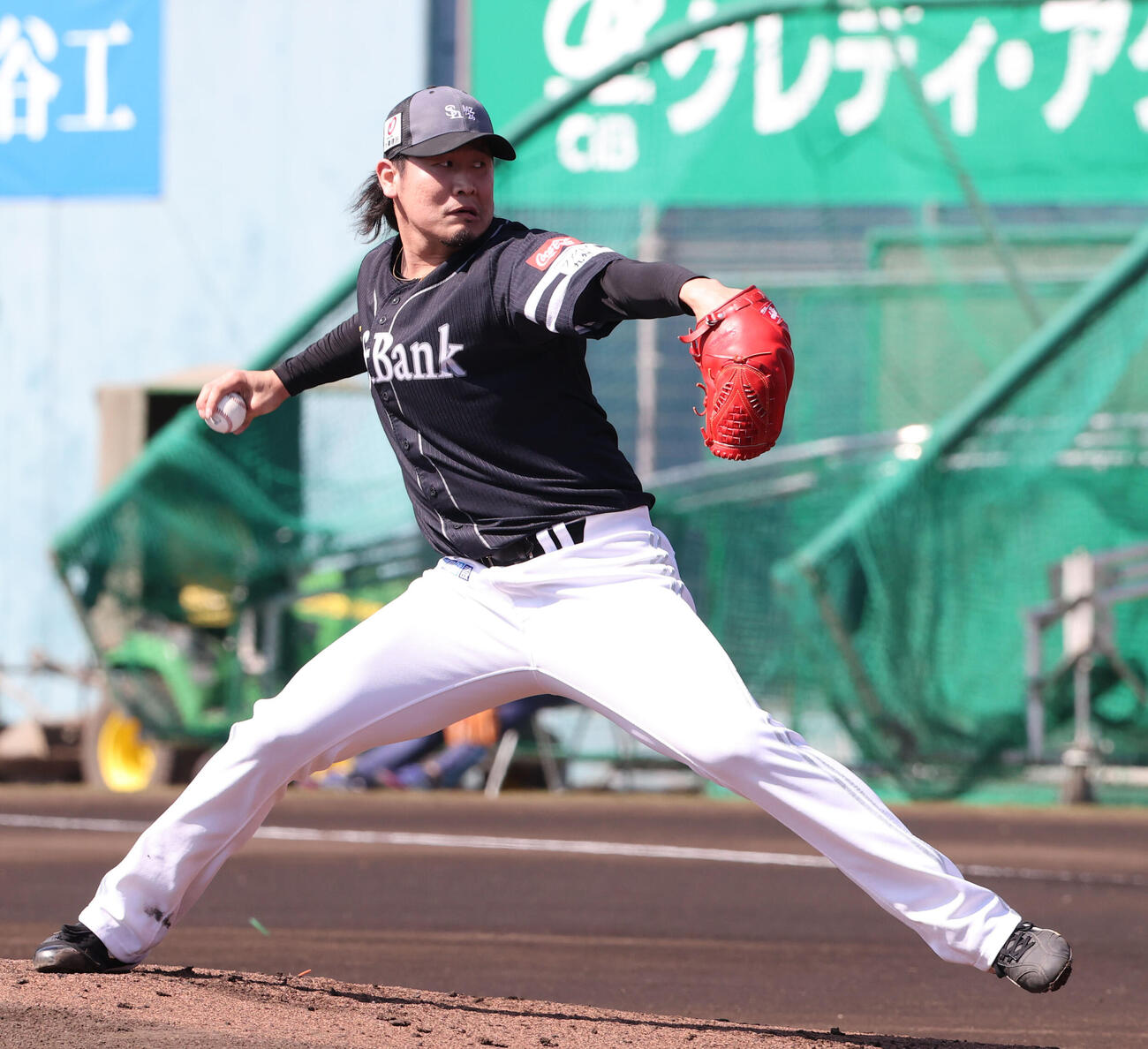ライブBPに登板した杉山（撮影・梅根麻紀）