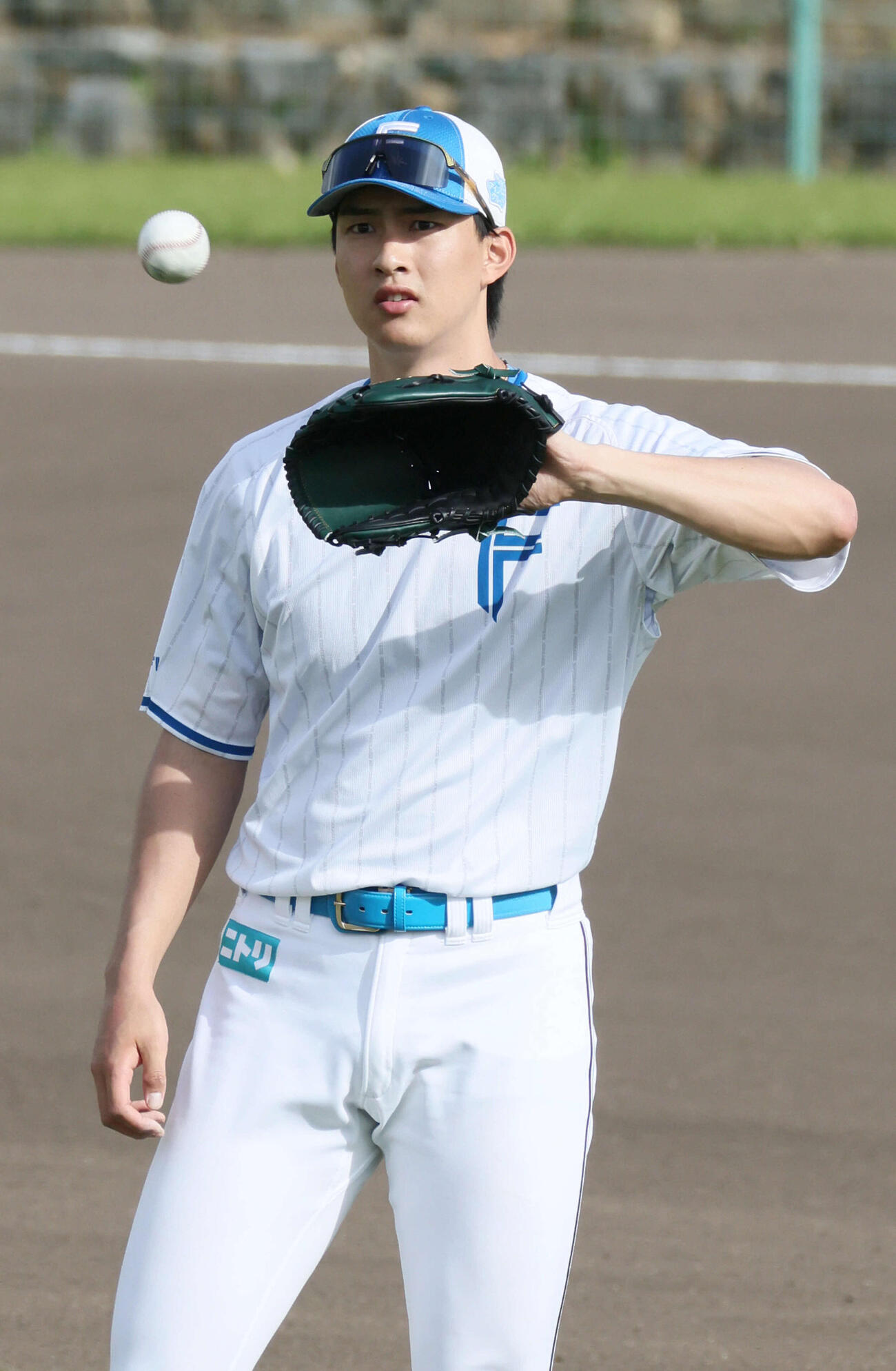 日本ハム対広島　キャッチボールをする達（撮影・加藤孝規）