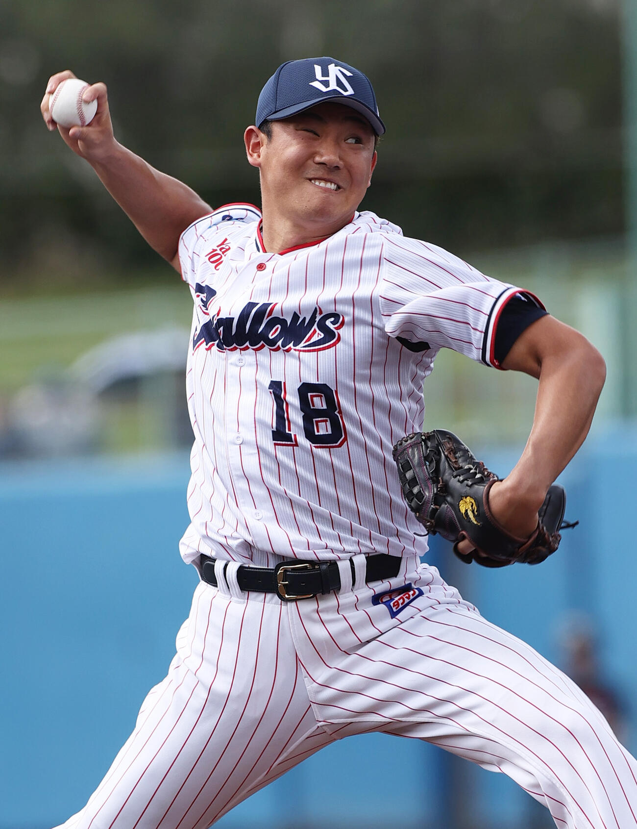 オープン戦　ヤクルト対阪神　2回表、力投するヤクルト奥川（撮影・上山淳一）